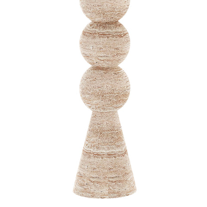 Sandford Modern Concrete Console Table - Travertine features a sculpted, artistic base with round shapes, a smooth rectangular top, and travertine-like finish, blending modern style with natural stone elegance.