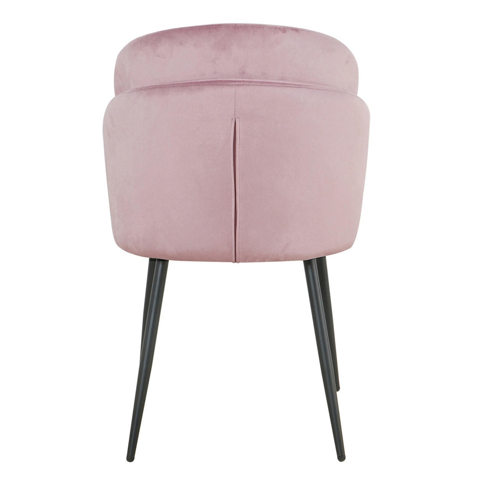 Scarlett Velvet Dining Chair Set of 2 in Mauve Pink, featuring a tub-style back and slender black metal legs, upholstered in plush velvet, ideal for adding elegance to any dining setting.