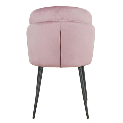 Scarlett Velvet Dining Chair Set of 2 in Mauve Pink, featuring a tub-style back and slender black metal legs, upholstered in plush velvet, ideal for adding elegance to any dining setting.