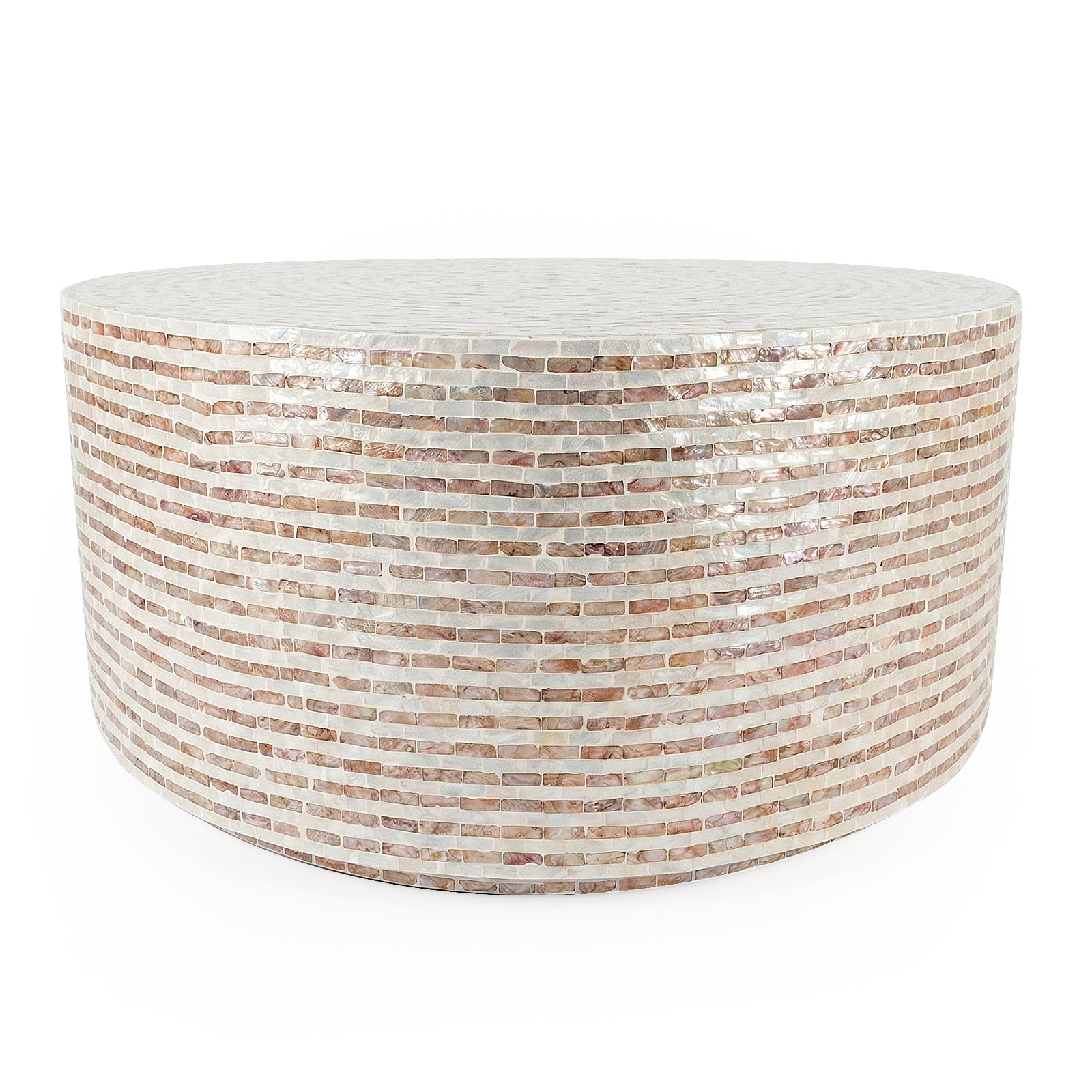 Round mosaic coffee table on white background