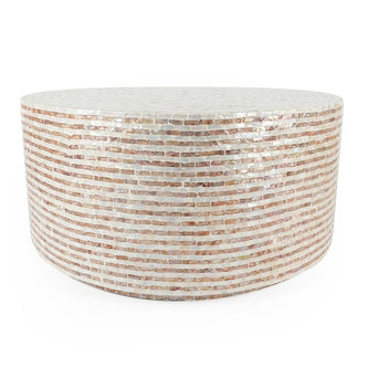 Round mosaic coffee table on white background
