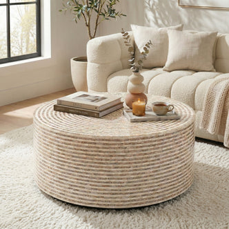 Silas Mother of Pearl Coffee Table in Mocha Cream
