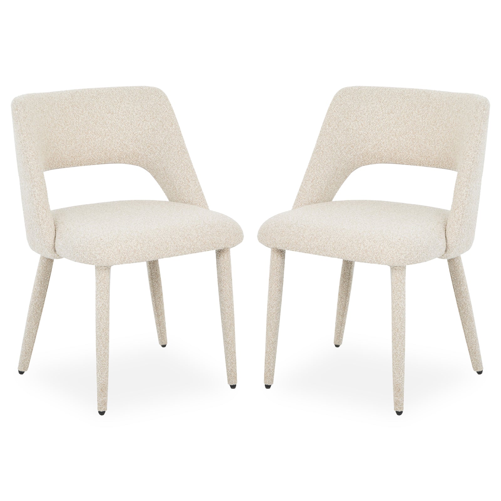 Pair of modern upholstered chairs on white background