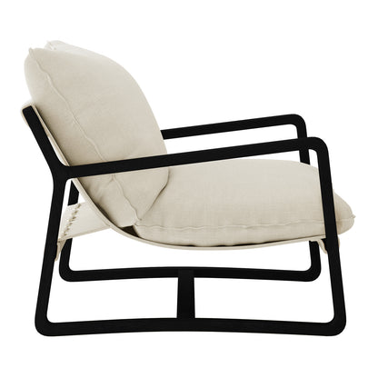 Close-up of the Tilly Linen Hardwood Arm Chair showcasing its sturdy armrest and simple, elegant design with a solid oak frame, emphasizing comfort and style ideal for modern interiors.