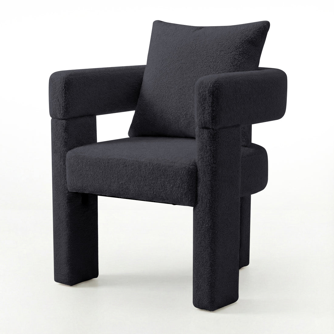 Utah Boucle Curved 3 Legged Accent Chair in Black
