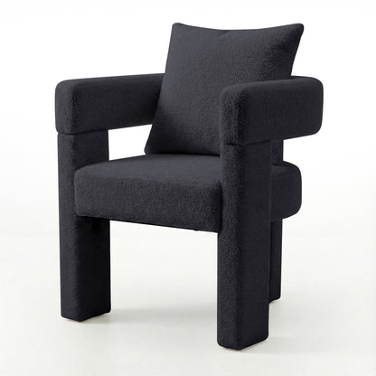 Utah Boucle Curved 3 Legged Accent Chair in Black