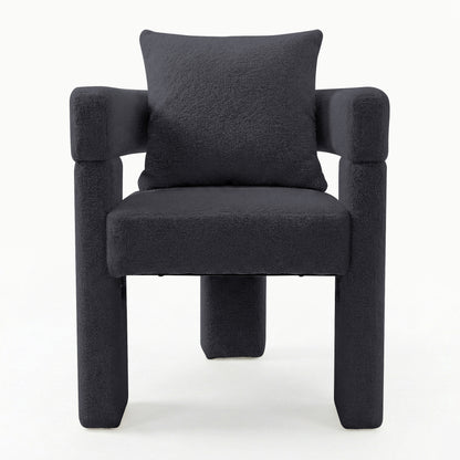 Utah Boucle Curved 3 Legged Accent Chair in Black