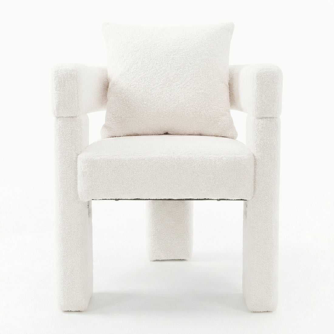 Utah Boucle Curved 3 Legged Accent Chair in Cream
