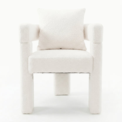 Utah Boucle Curved 3 Legged Accent Chair in Cream