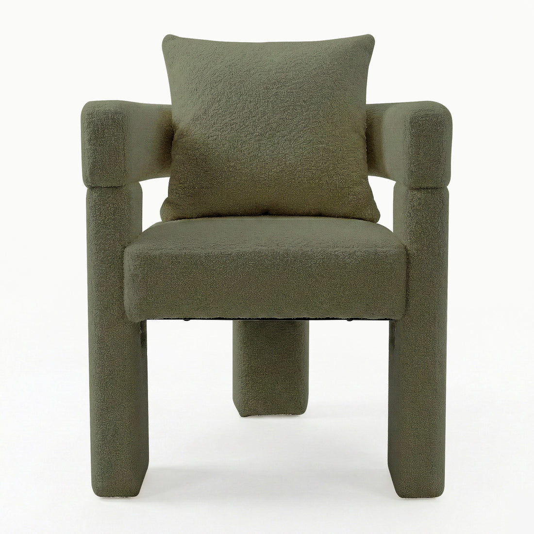 Utah Boucle Curved 3 Legged Accent Chair in Green