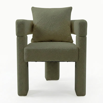Utah Boucle Curved 3 Legged Accent Chair in Green