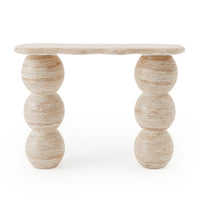 Modern sculptural stone console table on white background