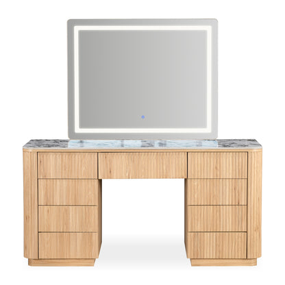 Valerie Vanity Table with Storage and LED Mirror in Natural