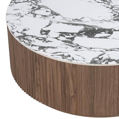 Viola 100cm Round Sintered Stone Coffee Table in Walnut