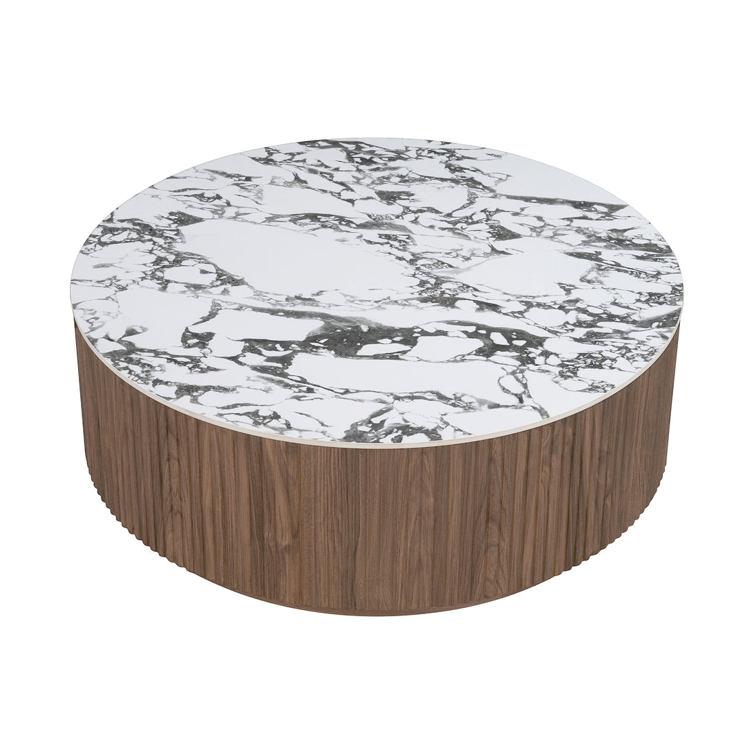 Viola 100cm Round Sintered Stone Coffee Table in Walnut