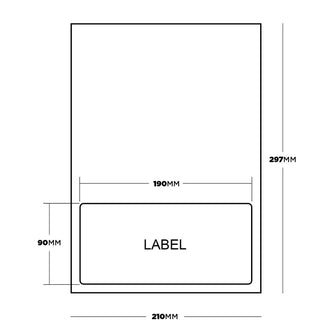 Luxelabel Matte Integrated A4 Label Paper featuring a centered 190mm x 90mm label at the bottom on an A4 sheet, designed for efficient printing of both documents and labels.