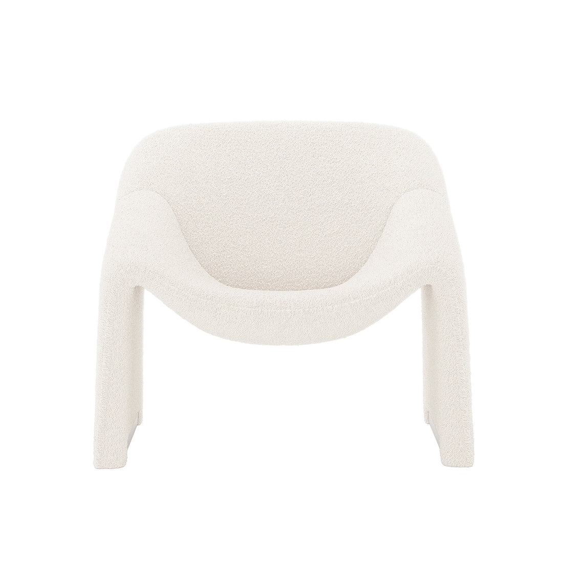 Aaralyn Bouclé Accent Chair with curved ergonomic design, featuring soft textured fabric and sturdy wooden legs, ideal for living rooms, bedrooms, or home offices, offering both luxury and comfort.
