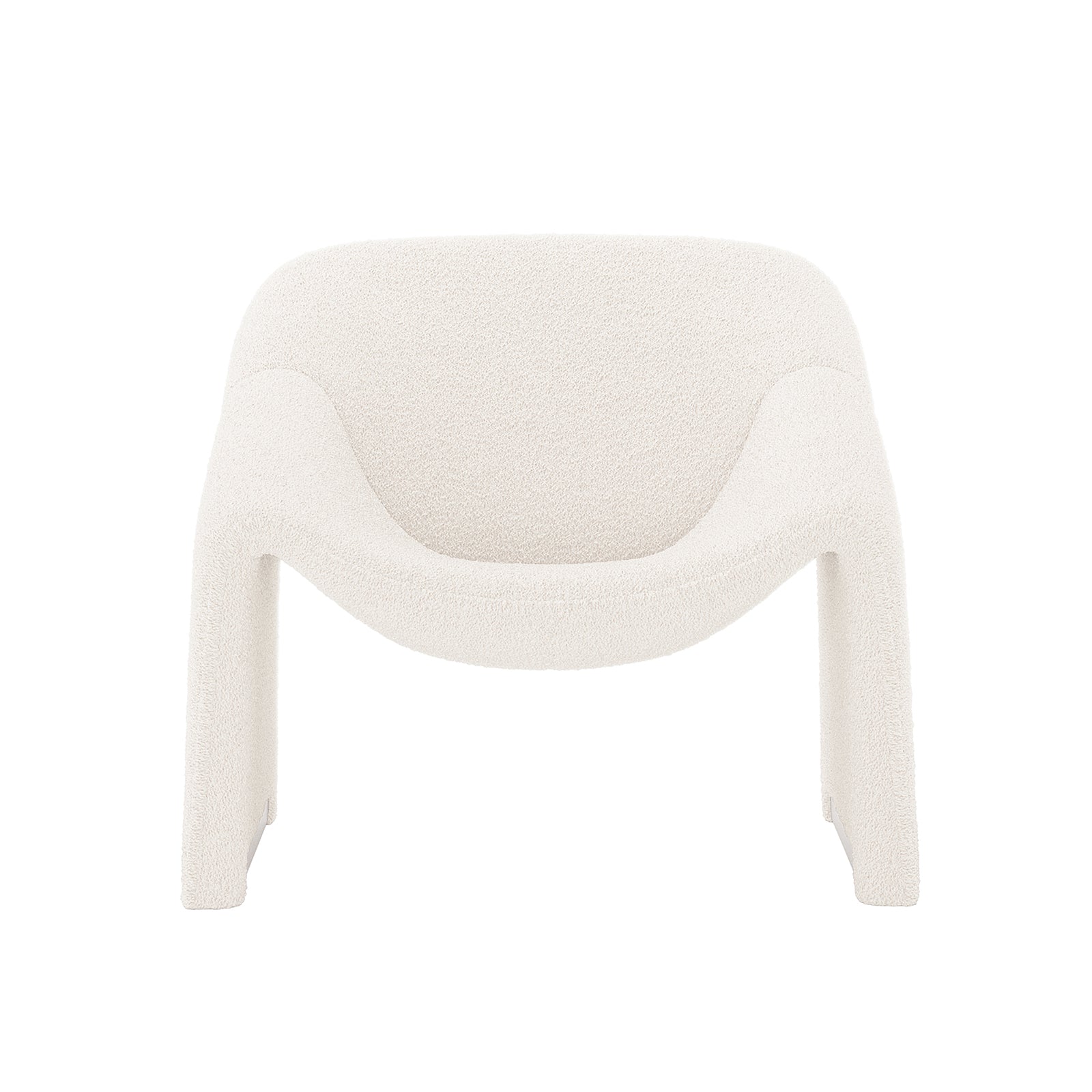 Aaralyn Bouclé Accent Chair with curved ergonomic design, featuring soft textured fabric and sturdy wooden legs, ideal for living rooms, bedrooms, or home offices, offering both luxury and comfort.