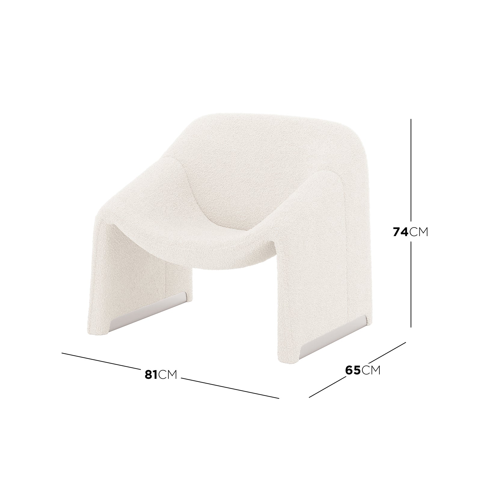 Aaralyn Bouclé Accent Chair with sleek metal legs, featuring a curved ergonomic design and plush high-density foam cushioning, ideal for adding luxury and comfort to any space.