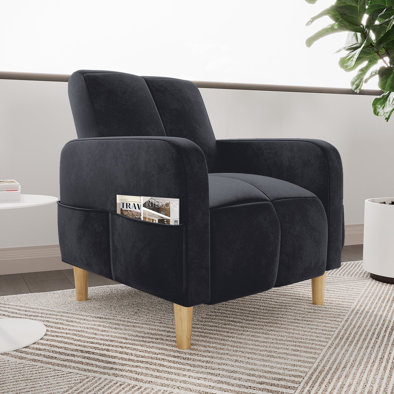 Anica Single Seater Velvet Sofa Chair in Black – Luxo Living
