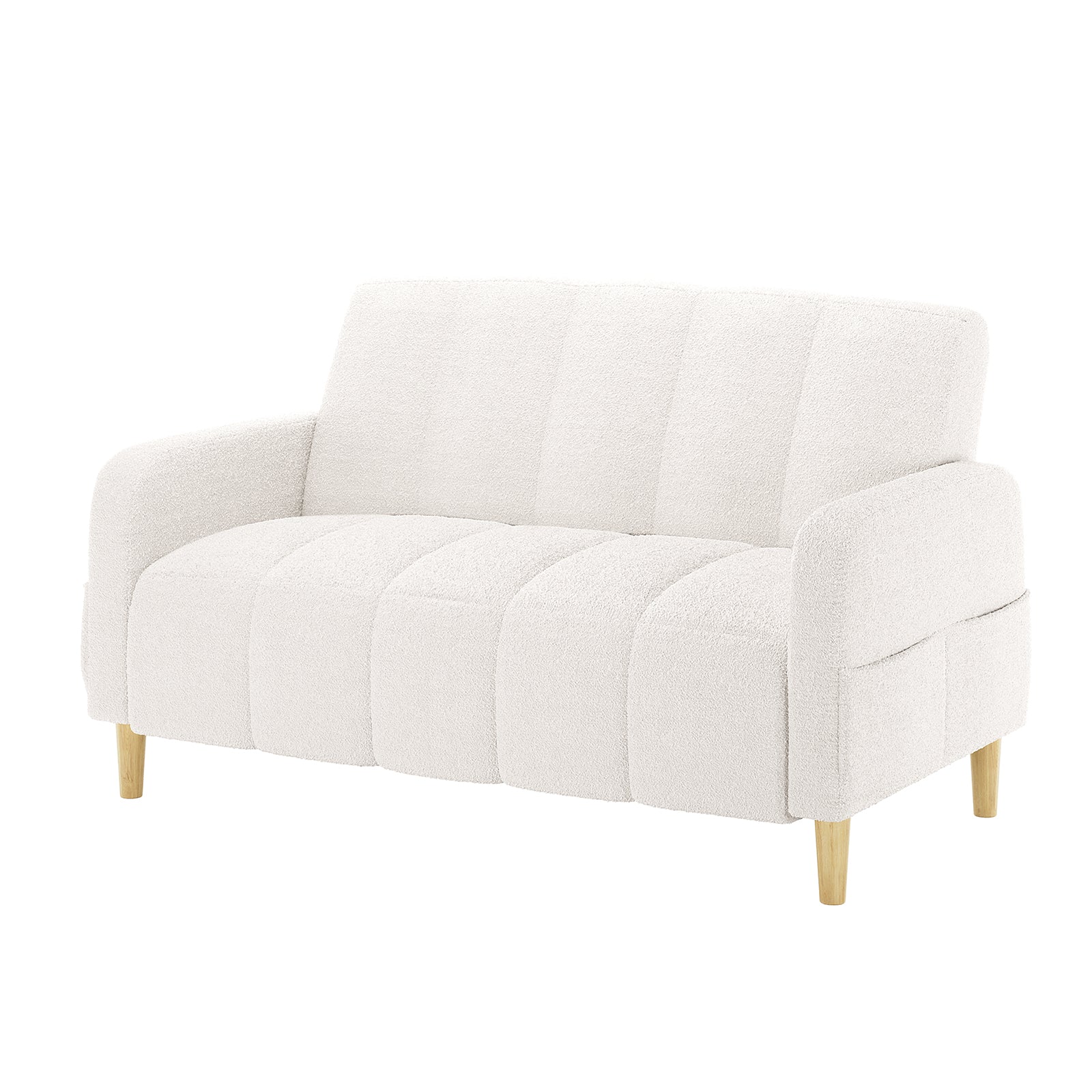 Anica 2 Seater Boucle Fabric Sofa Bed in Cream White