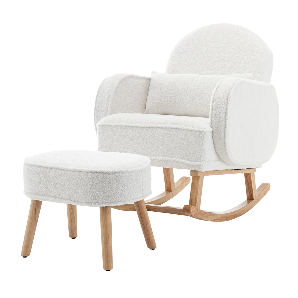 Aura Boucle Rocking Chair with Ottoman in Cream White Luxo Living — free download