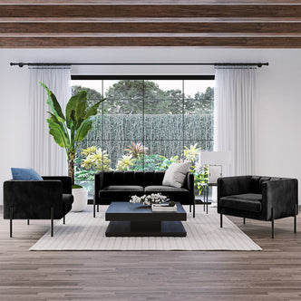 Avian Accent Chair w/ Steel Legs 1 + 2Seater Set - Black-Lifestyle