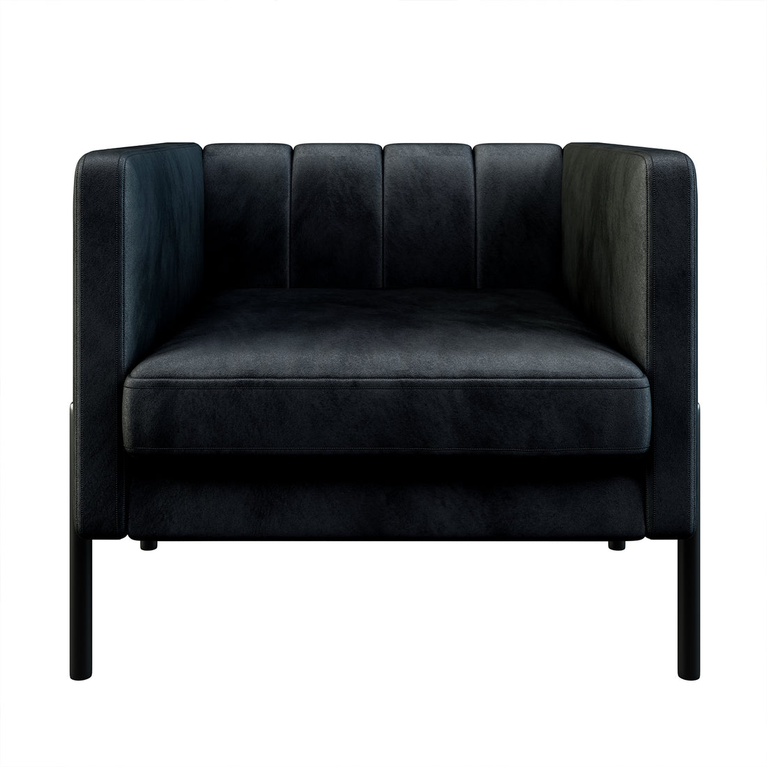 Avian Accent Chair w/ Steel Legs 1 + 2Seater Set - Black