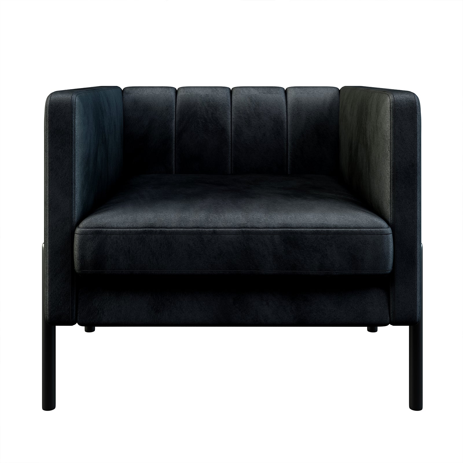 Avian Accent Chair w/ Steel Legs 1 + 2Seater Set - Black