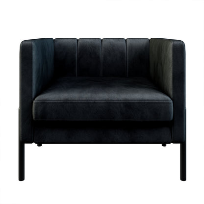 Avian Accent Chair w/ Steel Legs 1 + 2Seater Set - Black