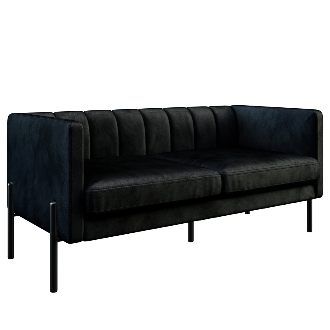 Avian 2 Seater Velvet Sofa with Steel Legs - Black