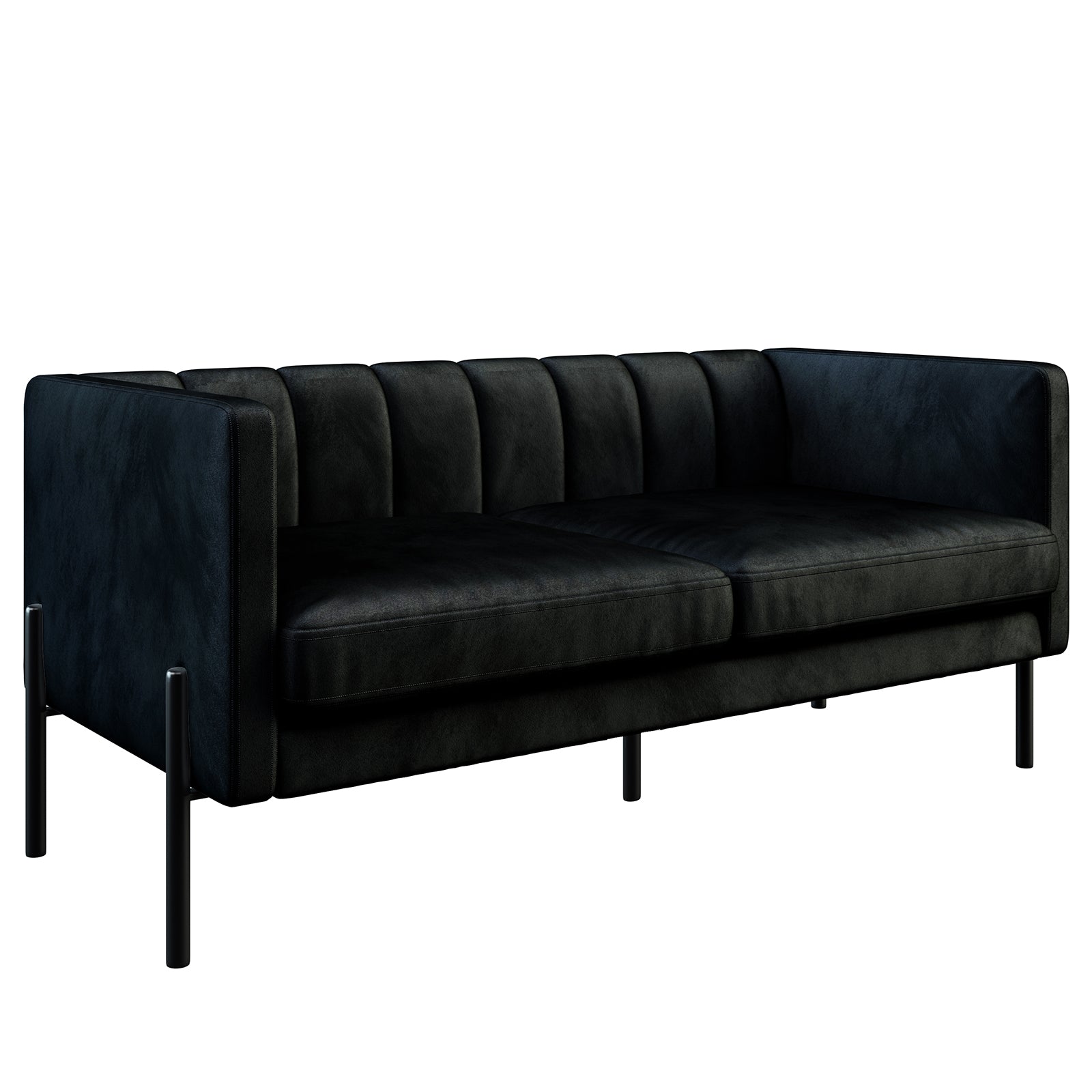 Avian 2 Seater Velvet Sofa with Steel Legs - Black