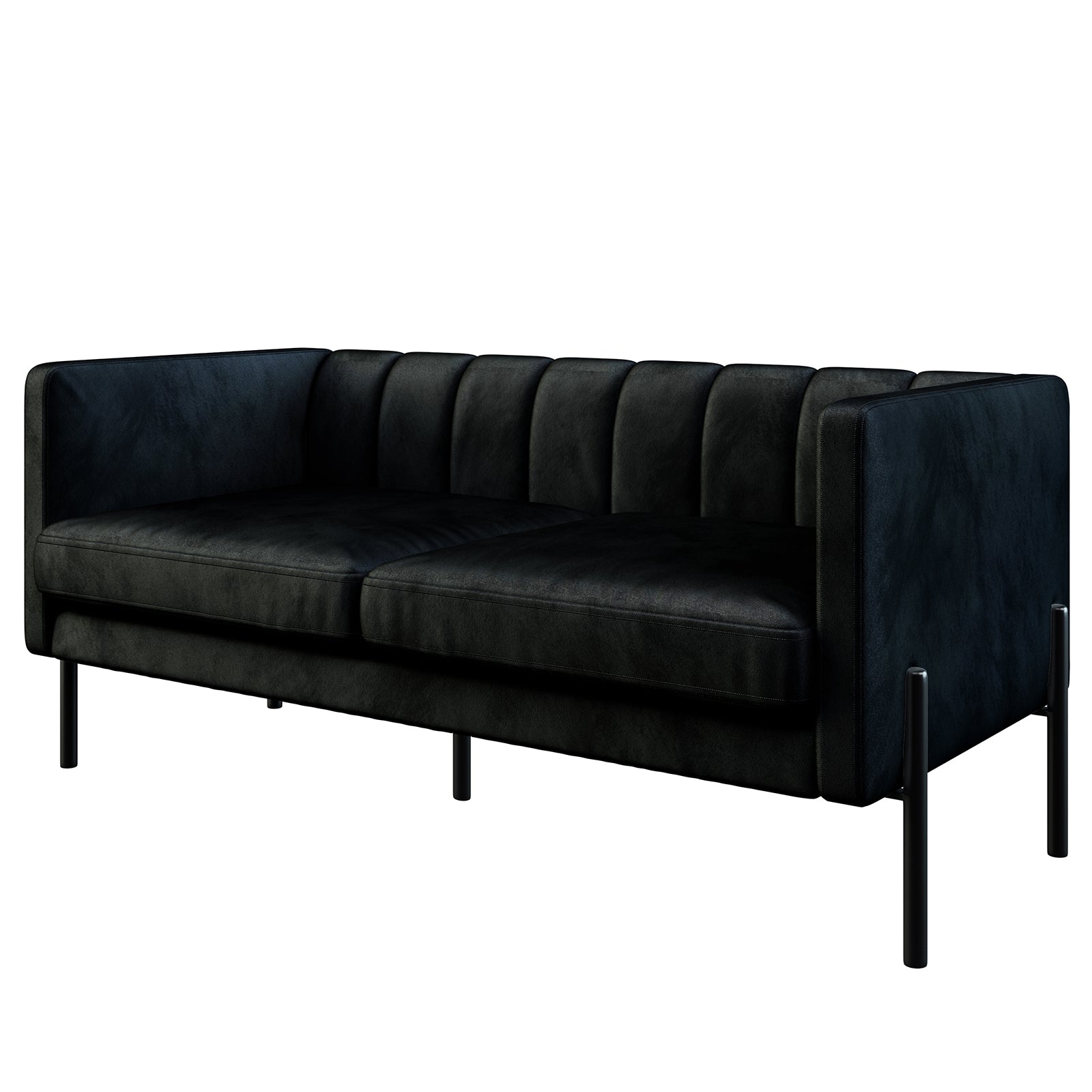 Avian 2 Seater Velvet Sofa with Steel Legs - Black