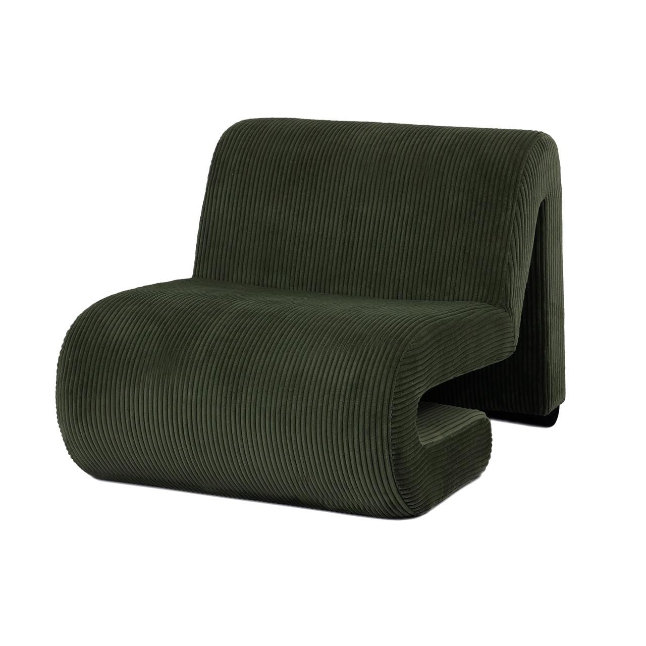 Bengtaz Corduroy Armless Curved Accent Chair - Dark Green