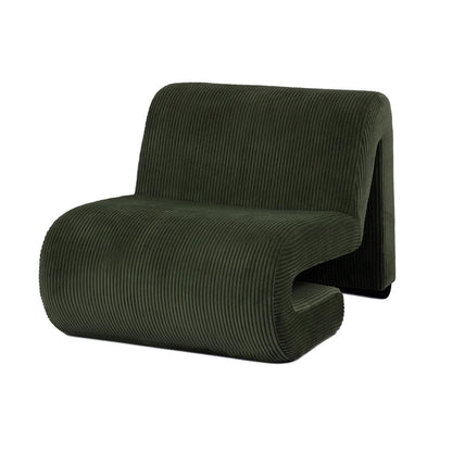 Bengtaz Corduroy Armless Curved Accent Chair - Dark Green