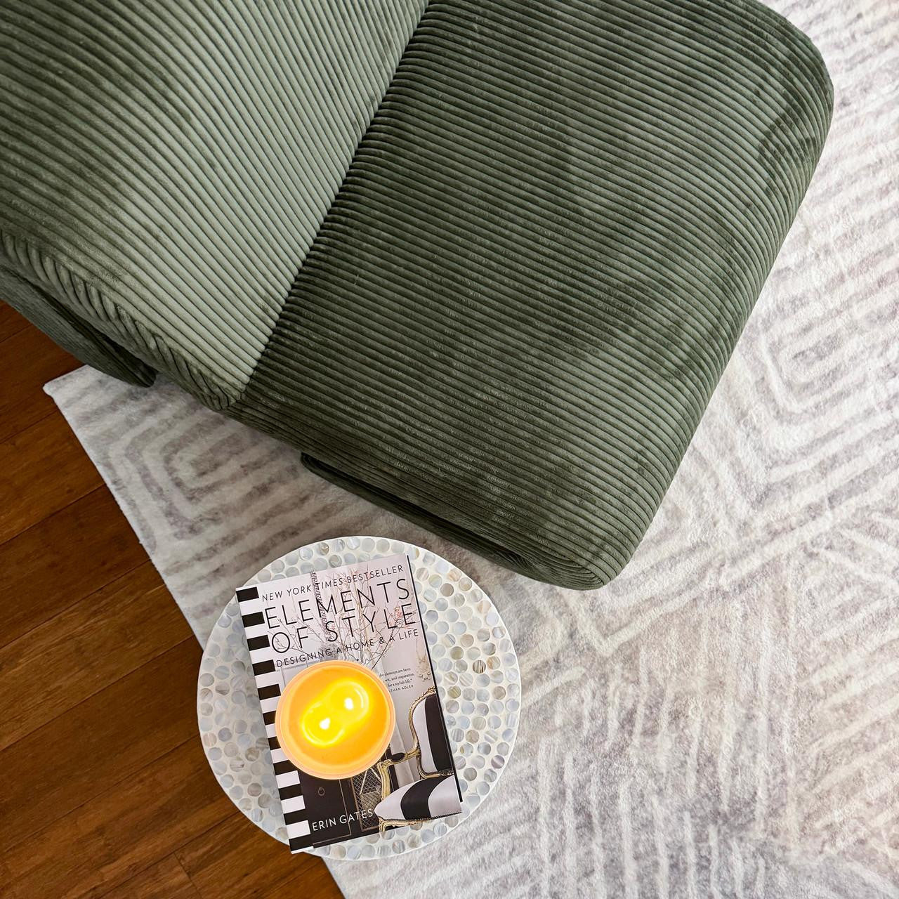 Bengtaz Corduroy Armless Curved Accent Chair - Dark Green