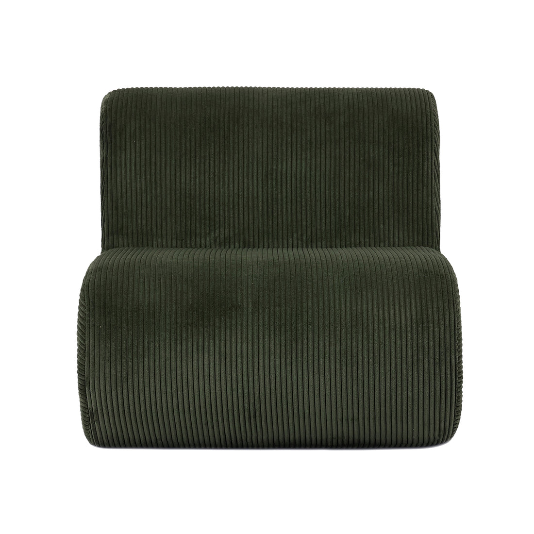 Bengtaz Corduroy Armless Curved Accent Chair - Dark Green