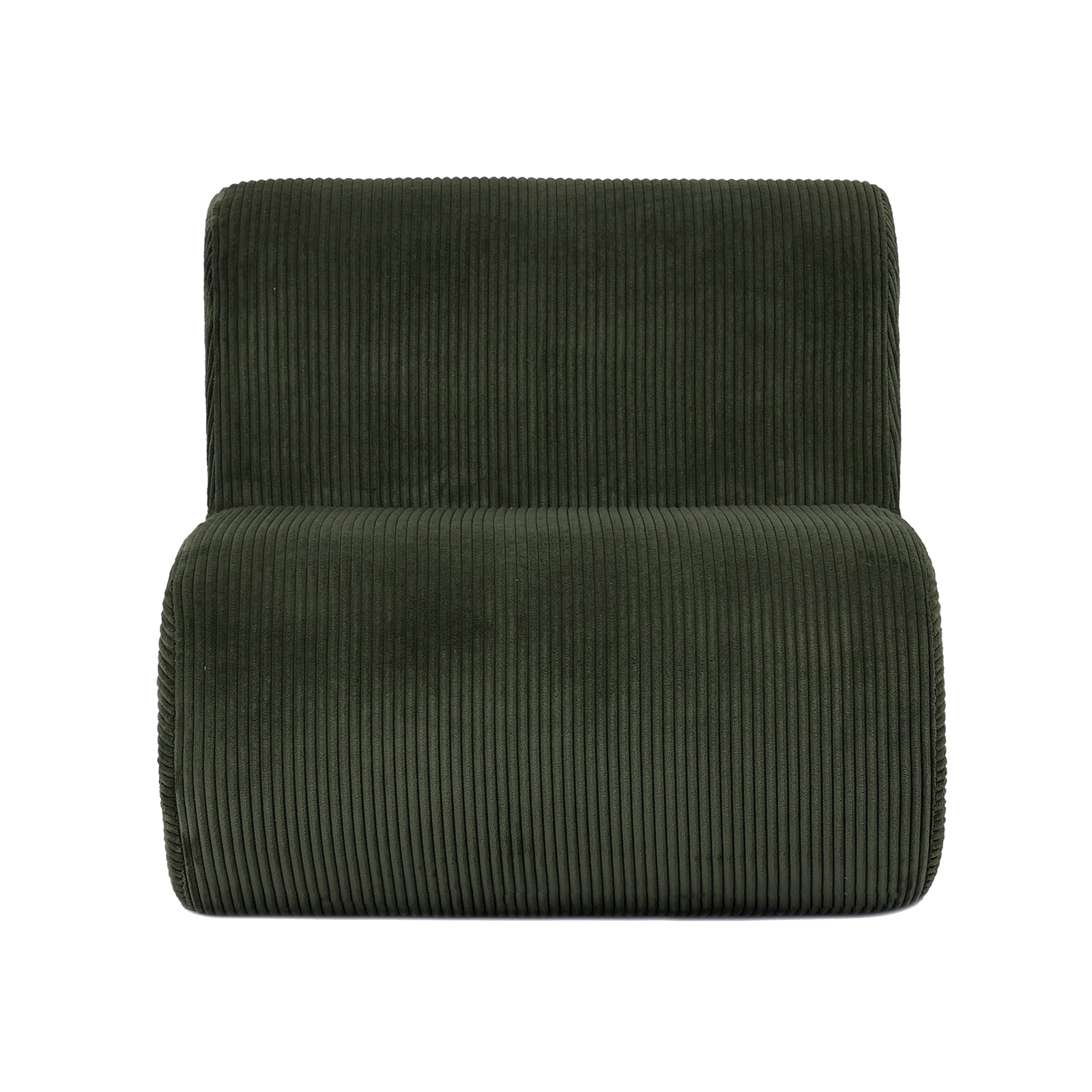 Bengtaz Corduroy Armless Curved Accent Chair - Dark Green