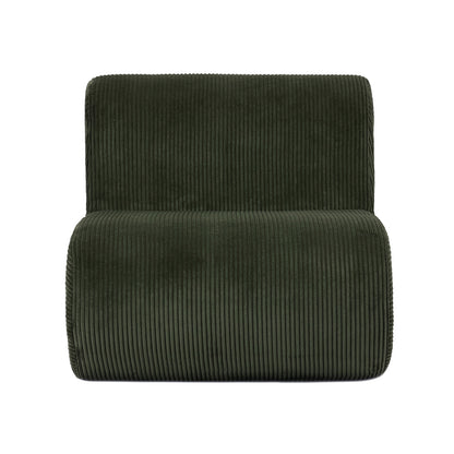 Bengtaz Corduroy Armless Curved Accent Chair - Dark Green