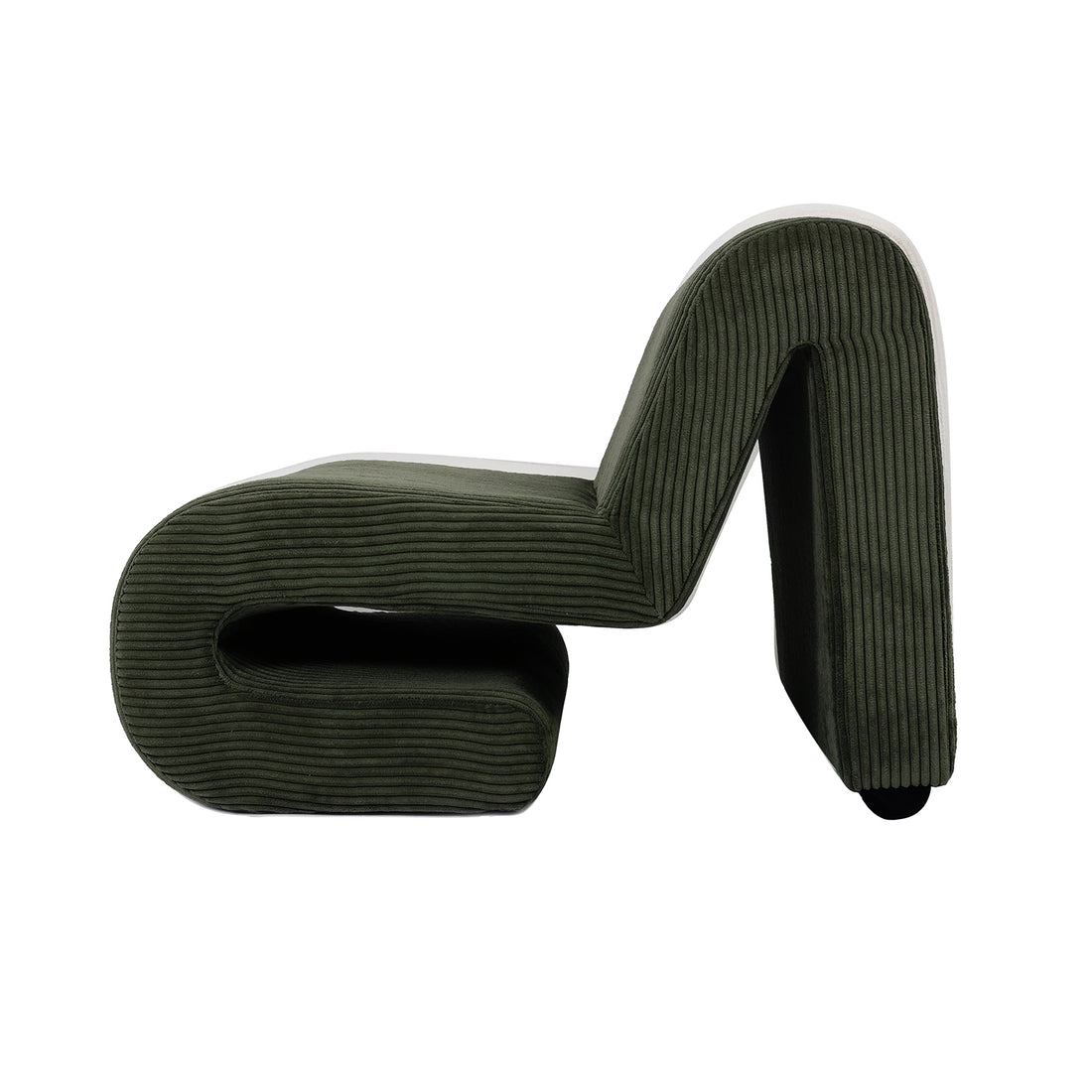 Bengtaz Corduroy Armless Curved Accent Chair - Dark Green