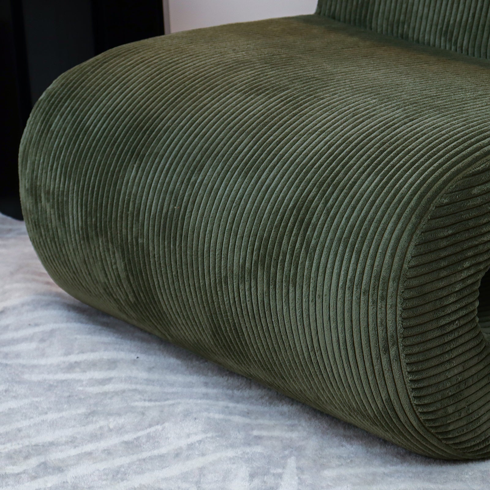 Bengtaz Corduroy Armless Curved Accent Chair - Dark Green