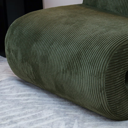 Bengtaz Corduroy Armless Curved Accent Chair - Dark Green