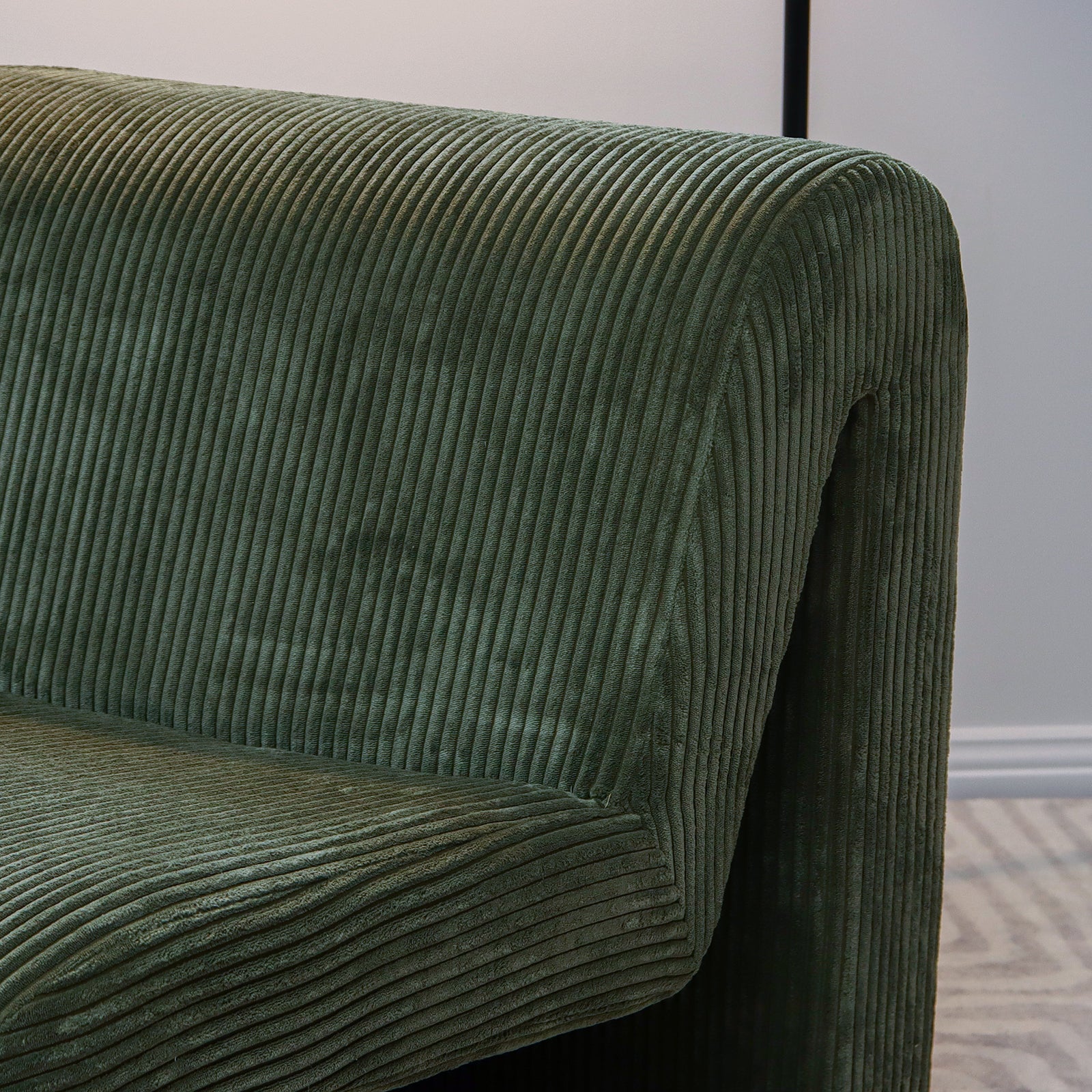 Bengtaz Corduroy Armless Curved Accent Chair - Dark Green