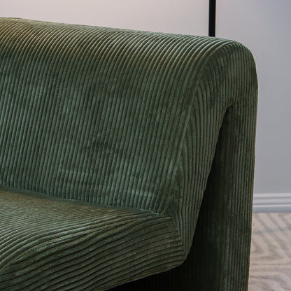 Bengtaz Corduroy Armless Curved Accent Chair - Dark Green