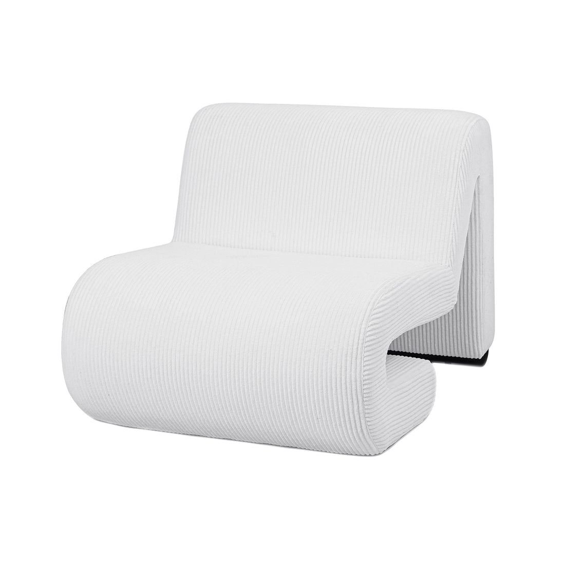 Bengtaz Corduroy Armless Curved Accent Chair - White