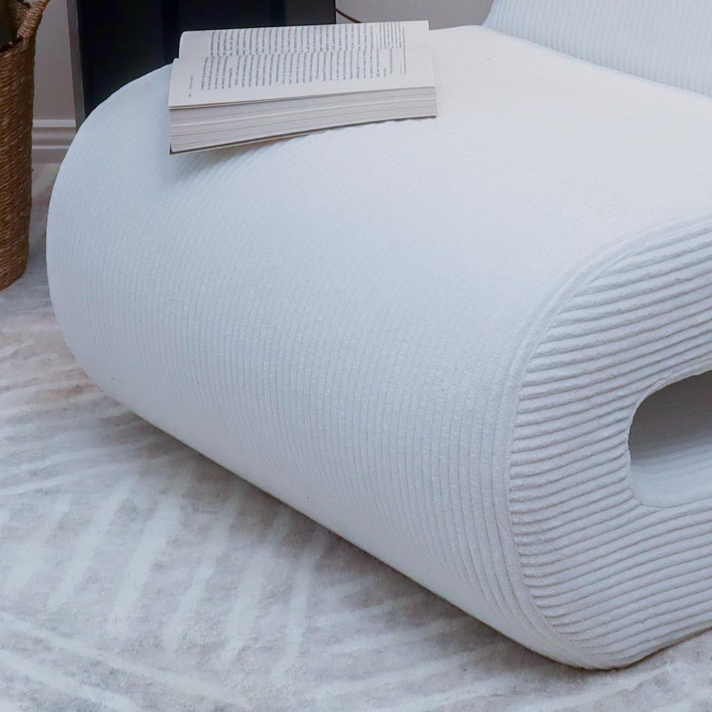 Bengtaz Corduroy Armless Curved Accent Chair - White