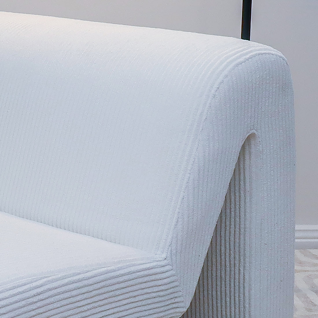 Bengtaz Corduroy Armless Curved Accent Chair - White