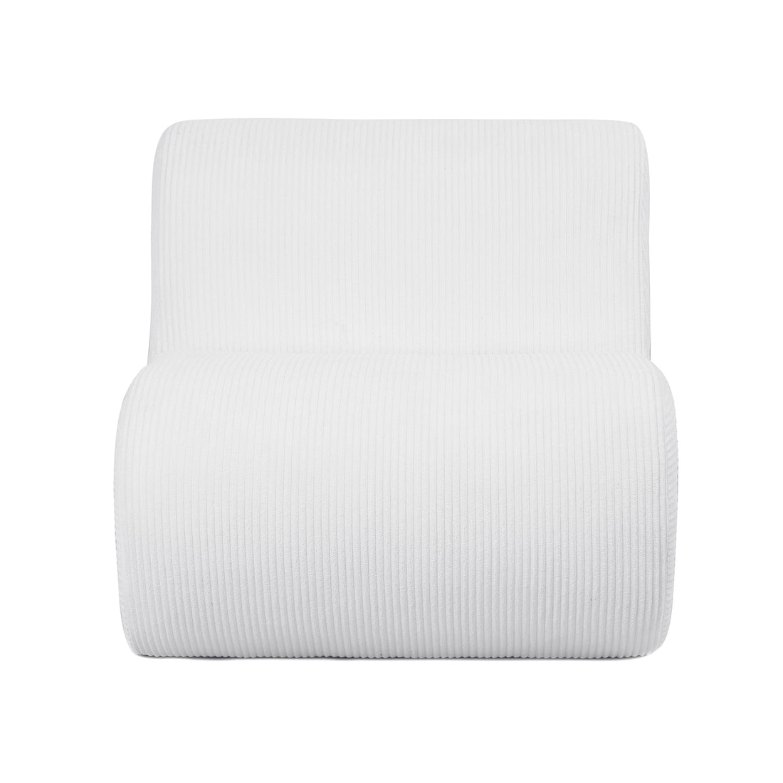 Bengtaz Corduroy Armless Curved Accent Chair - White