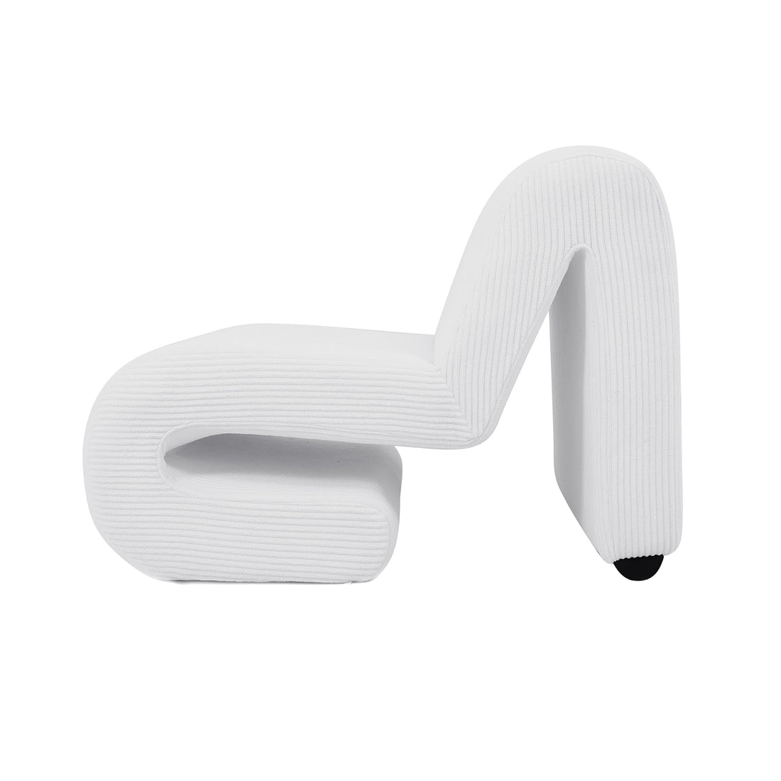 Bengtaz Corduroy Armless Curved Accent Chair - White