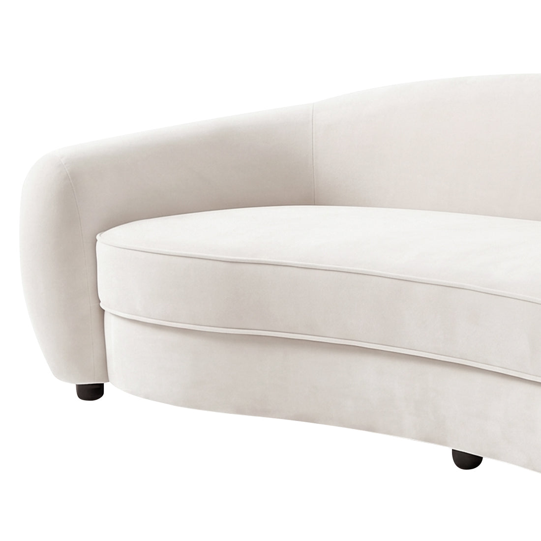 Brisol 3.5 Seater Velvet Curved Sofa in Cream White